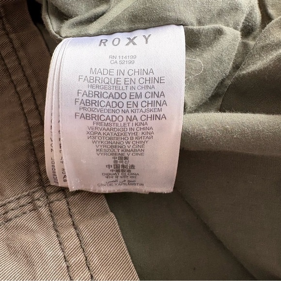 Roxy Olive Green Utility Jacket with Striped Hoodie - Size S - Picture 7 of 7